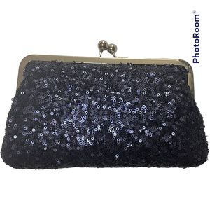 Navy Sequin Clutch